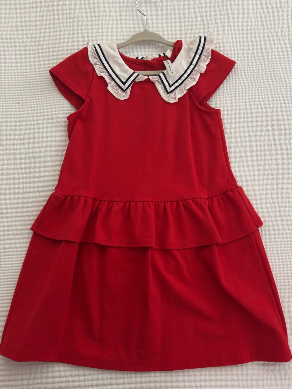 Janie and Jack Girls Red Ruffle Dress with Sailor Collar
